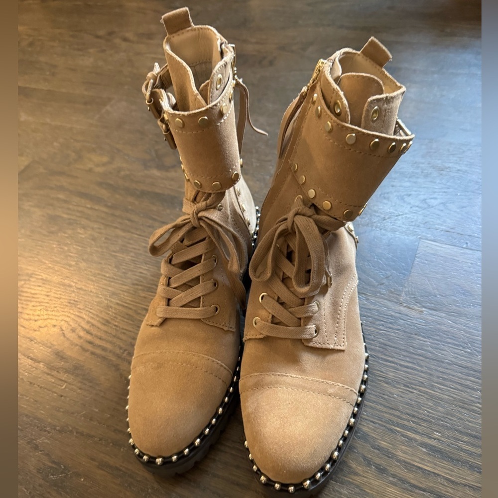 Sam‎ Edelman Jennifer Studded Suede Combat Boots